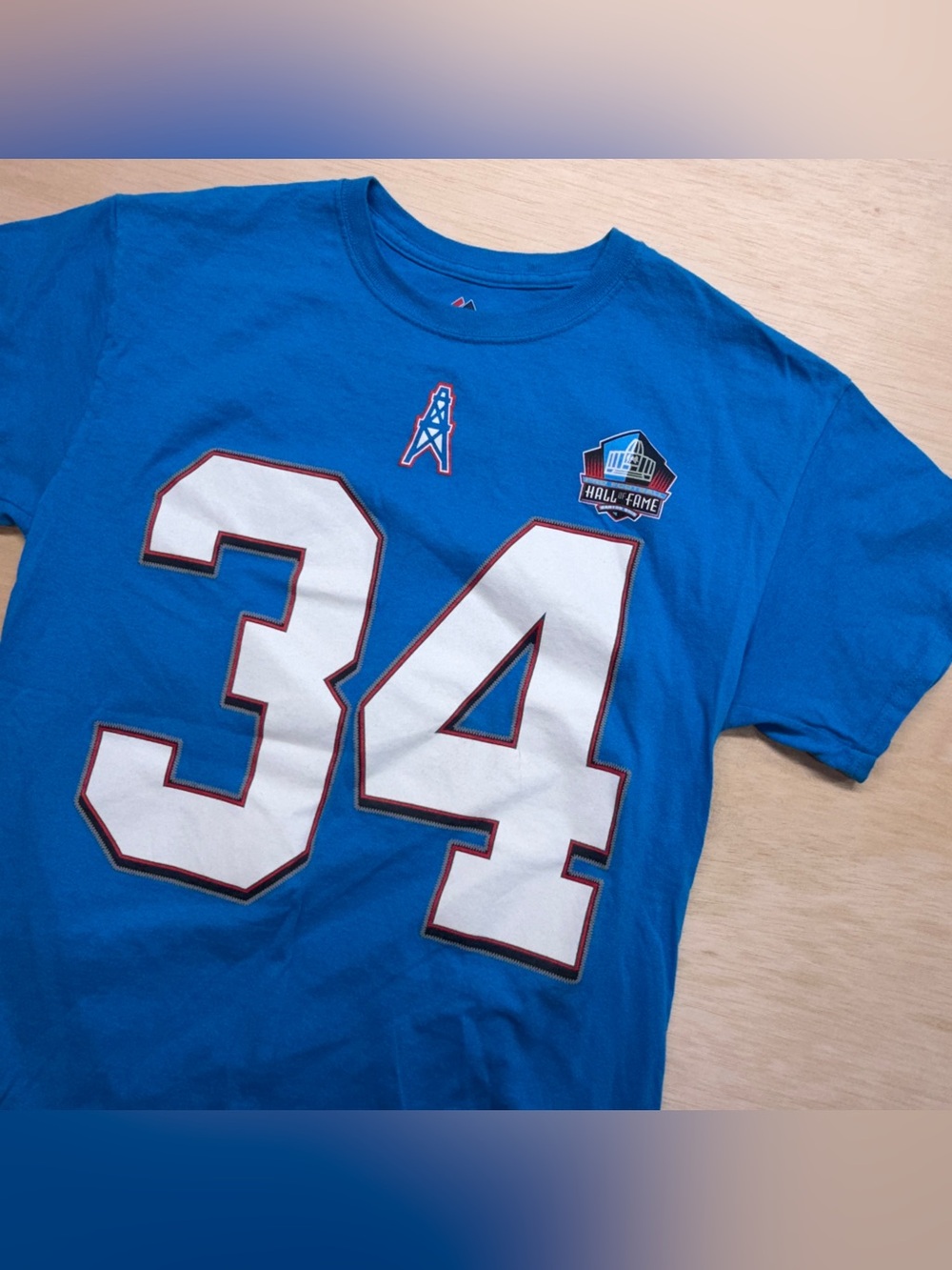 Majestic Houston Oilers Earl Campbell #34 Hall of Fame Shirt Jersey Mens Medium